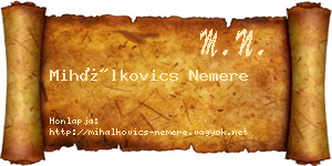 Mihálkovics Nemere névjegykártya